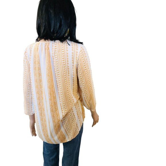 (6‎ for $25) Sonoma White and Gold Peasant Blouse size medium - Picture 3 of 5